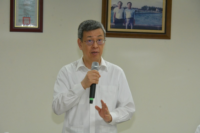 陳副總統參訪關心彰化縣在地企業「國際引藻生物科技有限公司」 讚魏縣長推動有力第一名的是綠能產業 還有發展得很好的生技產業 新南向政策。