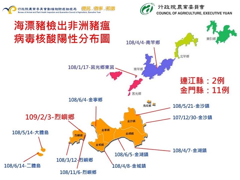 中國大陸海漂金門豬隻,檢出非洲豬瘟病毒核酸陽性 中國大陸海漂金門豬隻,檢出非洲豬瘟病毒核酸陽性圖片 - 新南向政策