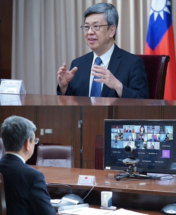 New Southbound Policy。Nhận lời mời của Chủ tịch Ủy ban Y tế Hạ viện Anh Jeremy Hunt, cựu Phó Tổng thống Trần Kiến Nhân đã tham dự trực tuyến phiên điều trần của Ủy ban này vào lúc 9 giờ 30 tối 3/6/2020 để chia sẻ những kinh nghiệm của Đài Loan trong công tác phòng chống dịch bệnh Covid-19 (Ảnh: Bộ Ngoại giao)
