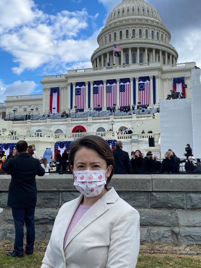 New Southbound Policy。TECRO in the U.S. Rep. Hsiao Bi-khim attends the inauguration of U.S. President Joe Biden and VP Kamala Harris Jan. 20 at the U.S. Capitol in Washington. (Courtesy of TECRO in the U.S.)