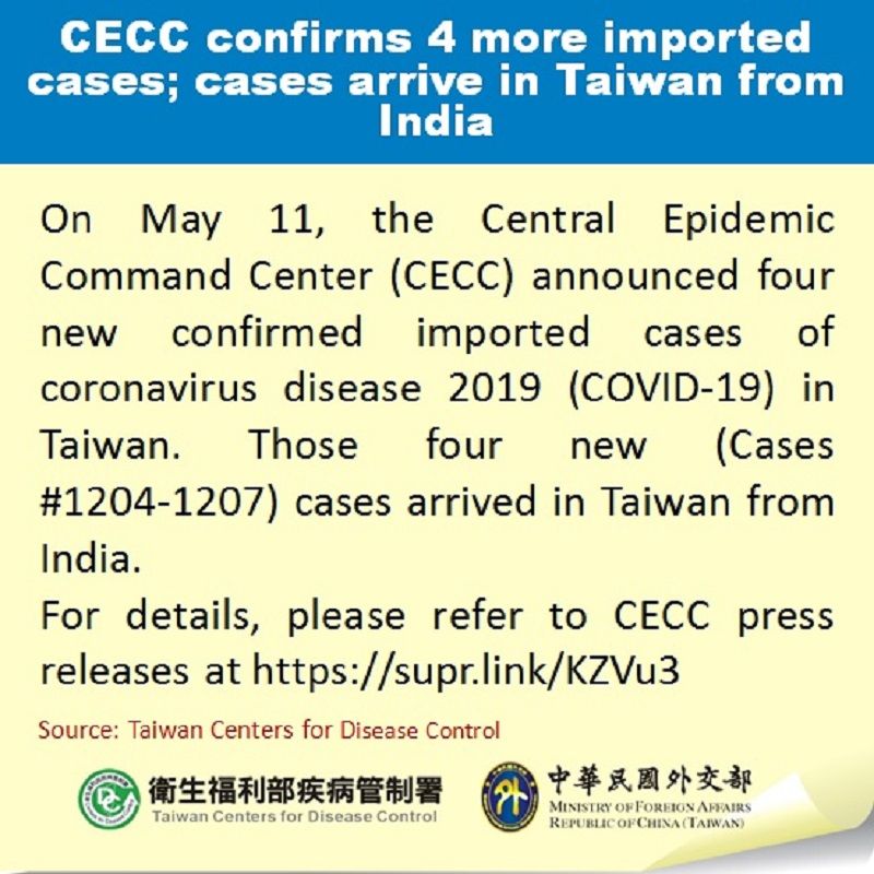 CECC confirms 4 more imported cases; cases arrive in Taiwan from India Photos - New Southbound Policy