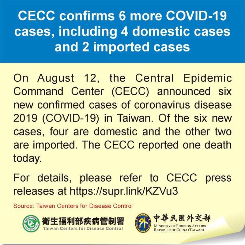 CECC confirms 6 more COVID-19 cases, including 4 domestic cases and 2 imported cases Photos - New Southbound Policy