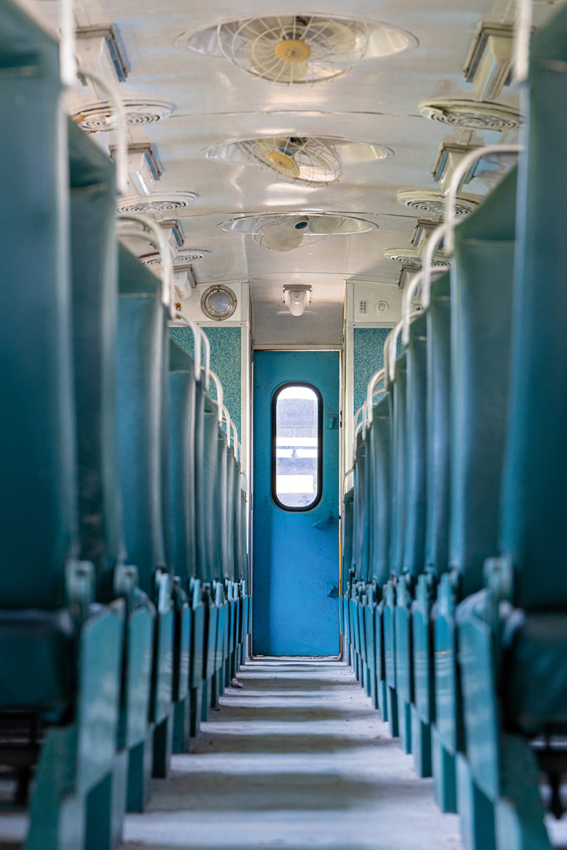 A passenger compartment from the mid-20th century is preserved at Miaoli Railway Museum in northern Taiwan.