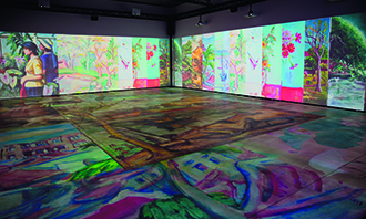 “The Formosa Era” exhibition uses projection mapping to create an immersive environment composed of iconic Taiwan paintings. (Courtesy of Tainan Art Museum )
