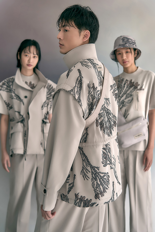 The staff uniform features leaf patterns inspired by Taiwania, a conifer endemic to Taiwan.  (Photo Courtesy of Taiwan External Trade Development Council)
