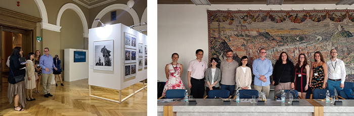 Deputy Director Michal Stehlík, top, second right, of the Czech National Museum shows NPM Deputy Director Yu Pei-chin, top, second left, around an exhibition venue. (Courtesy of NPM)