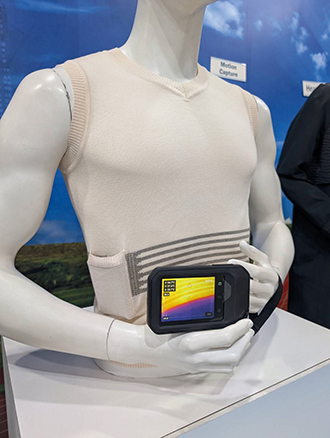 A heated top features integrated circuits woven directly into the fabric to eliminate bulky components and enhance comfort and wearability. (Courtesy of TSTA)