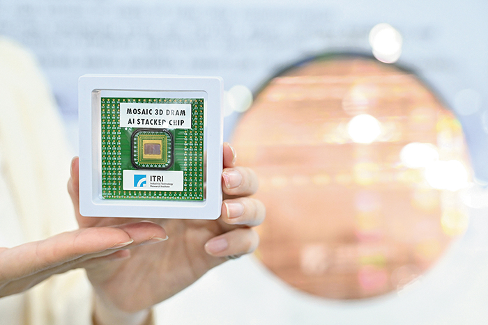 The MOSAIC 3D AI chip integrates logic and memory through flexible 3D stacking, offering a high performance solution for resource-limited companies entering the field. (Photo courtesy of Industrial Technology Research Institute)