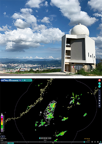 A rainfall detection radar station in New Taipei’s Shulin District acquires meteorological observation data. (Photos courtesy of WRA)