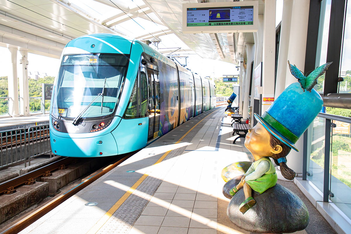 The Danhai light rail transit (LRT) system is decorated with storybook characters designed for the project by artist Jimmy Liao.