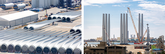 The Port of Taichung is home to a wind turbine manufacturing base developed in line with the government’s renewable energy policy. (Photos by Chen Mei-ling)