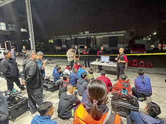 The National Fire Agency offers advanced classes at its training center in Nantou County to enhance   drone operators’ capabilities. （Courtesy of National Fire Agency）