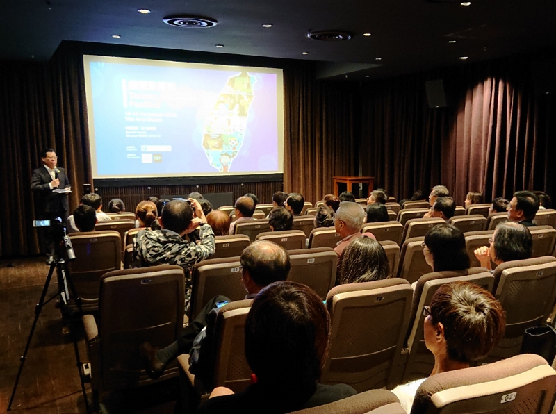 駐新加坡台北代表處梁國新代表在「臺灣動畫節」開幕致辭。