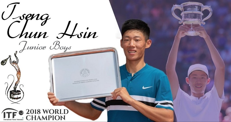 Liên đoàn quần vợt quốc tế (ITF) vừa công bố tay vợt nam lứa tuổi thanh thiếu niên của Đài Loan là Tăng Tuấn Hân (Tseng Chun-hsin) đã giành giải thưởng “Nhà vô địch thế giới năm 2018 nội dung đơn nam lứa tuổi thanh thiếu niên” (2018 boys' ITF World Champion) (Ảnh: twitter.com/ITF_Tennis)