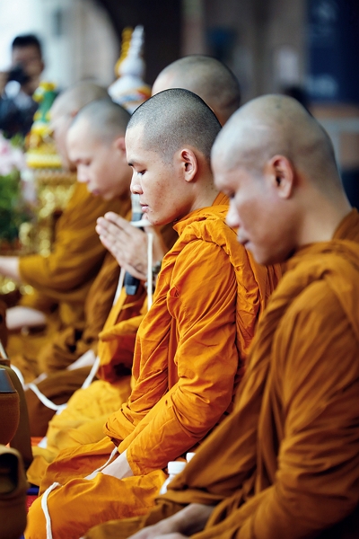 The Songkran festivities were kicked off by a ceremony with Thai monks reciting from the sutras.