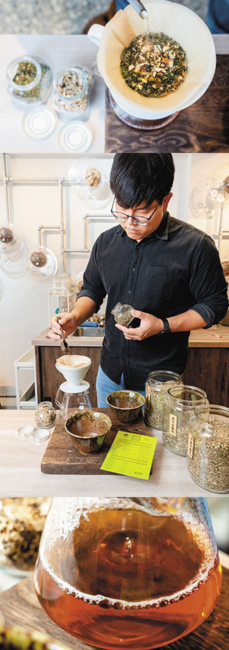 Healing Herbar’s third generation owner Bryan Wang chops ingredients finely and uses drip-filter brewing to speed up the brewing process.